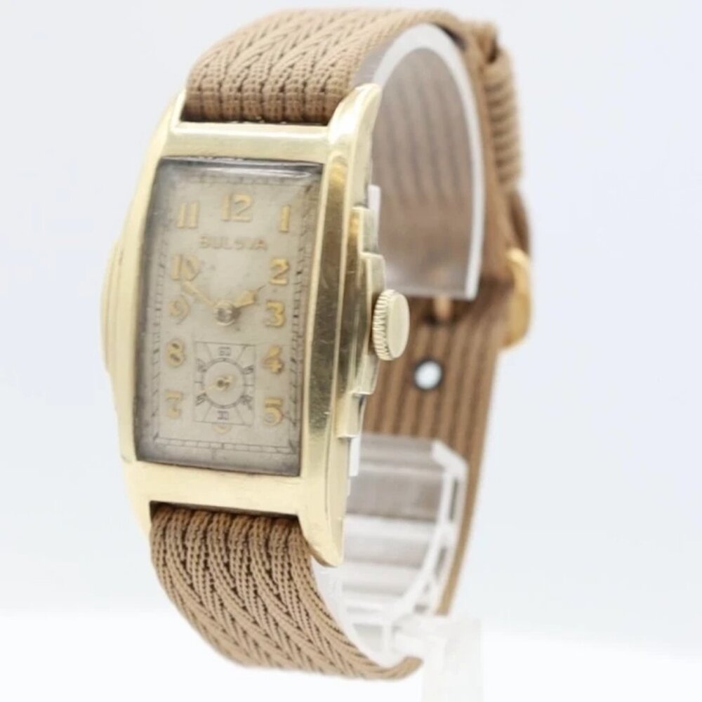 Vintage Bulova Stepped Deco Men's Mechanical Wristwatch 10 AE USA 10k RGP